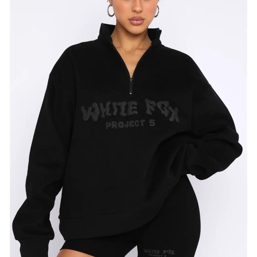 🖤 NWT White Fox Project 5 Black Quarter-Zip Women's Pullover Sweatshirt